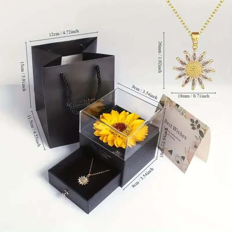 Caja de regalo de girasol para el Día de San Valentín, regalo perfecto para esposa y Mamá, día de la madre, boda, aniversario, Navidad, regalo de San Valentín