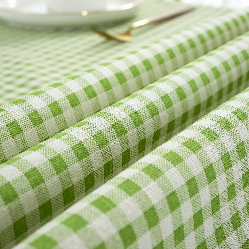 Modern Simple Green Small Plaid Tablecloth, Japanese and Korean Style Minimalist Dinner Restaurant Tablecloth Picnic Tablecloth