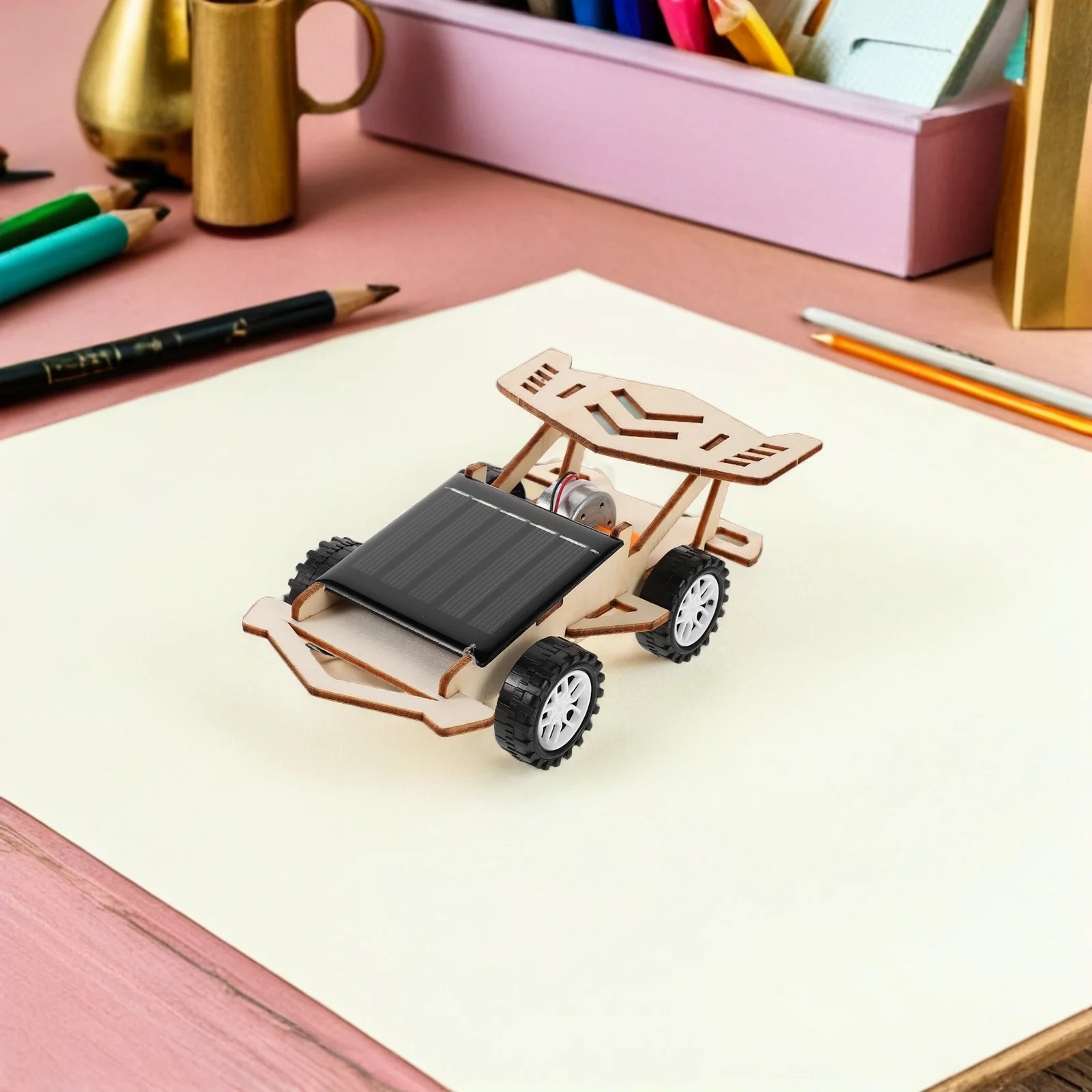 3 ensembles de 3 kits d'expérimentation d'assemblage de bricolage alimentés-modèle de voiture à énergie solaire, voiture solaire, Kit de voiture de course à tige