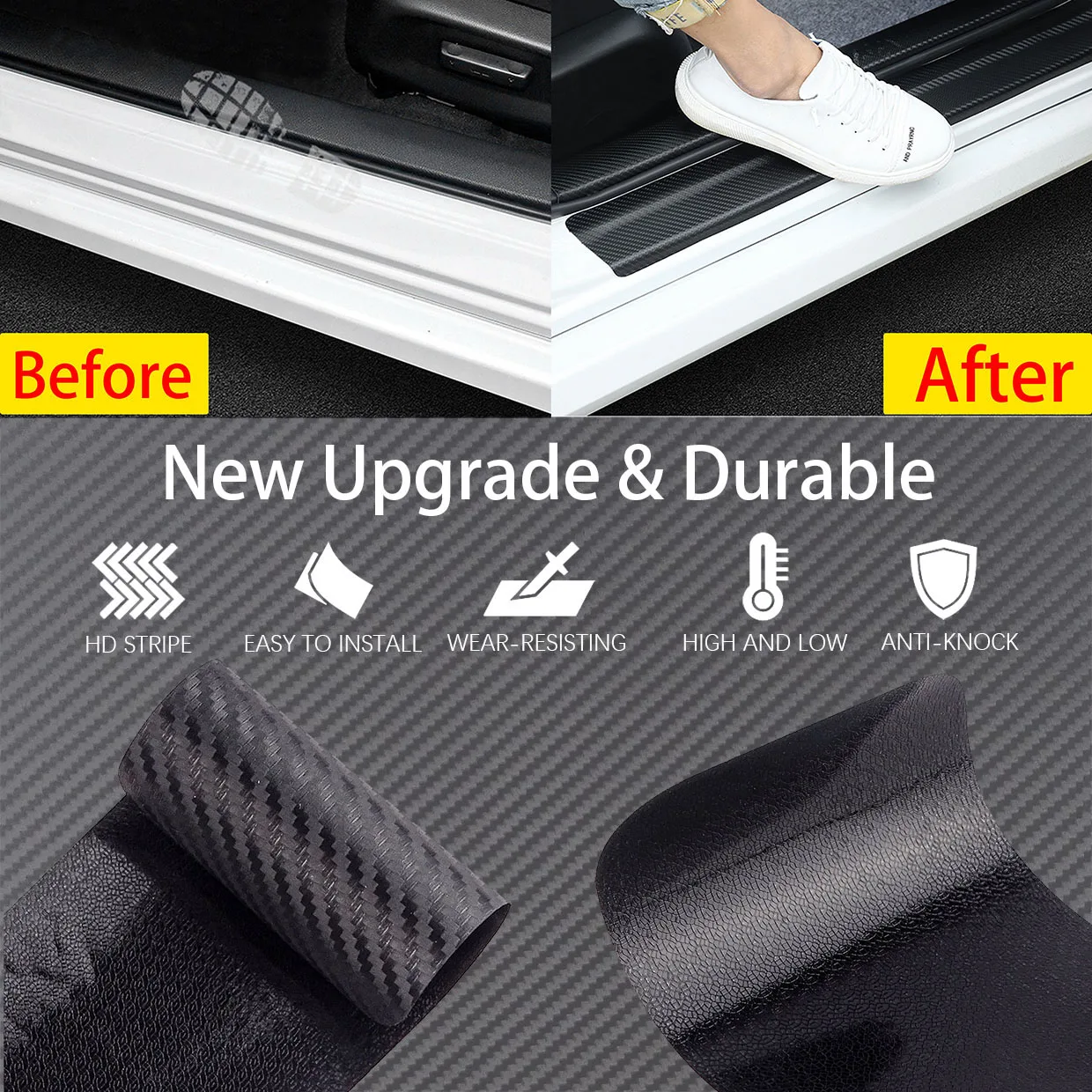 Car Stickers Door Threshold Guard Car Door Sill Scuff Plate Pedal Cover Trim Auto Accessories For Kia Rio 3 4 K2 K3 X-Line Tonic