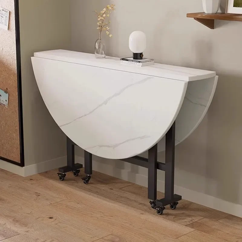 طاولة طعام قابلة للطي، شقة صغيرة، طاولة من خشب الجوز الأسود، ثلاثة أضعاف، طاولة مستديرة كبيرة متحركة تتسع لـ 10 أشخاص، أكل مستدير #2