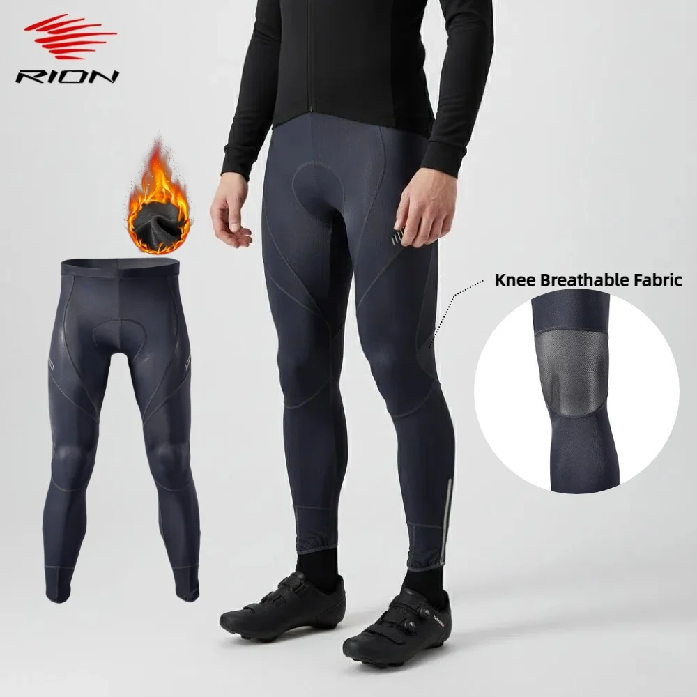 

RION Winter Men Cycling Pants Motocross Padded Bicycle Trousers MTB Thermal Fleece Tights Sport Man Bike Downhill Long Bib Pants