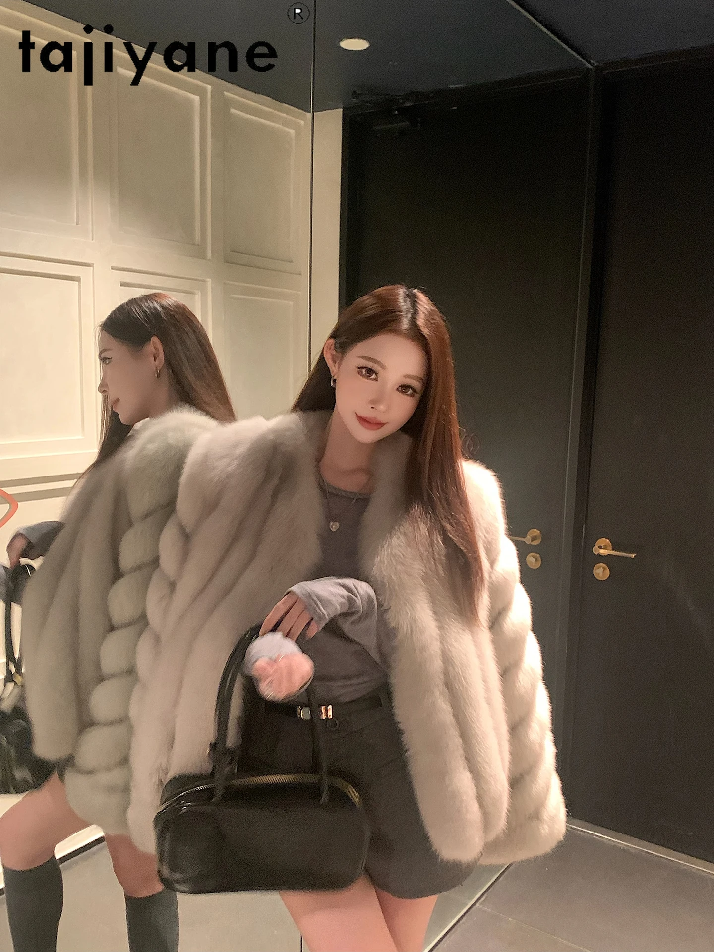 TAJIYANE 100% Natural Fox Fur Coat Women Stylish V-neck Real Fur Jackets 2025 New in Coats Winter Woman Clothing шуба женская