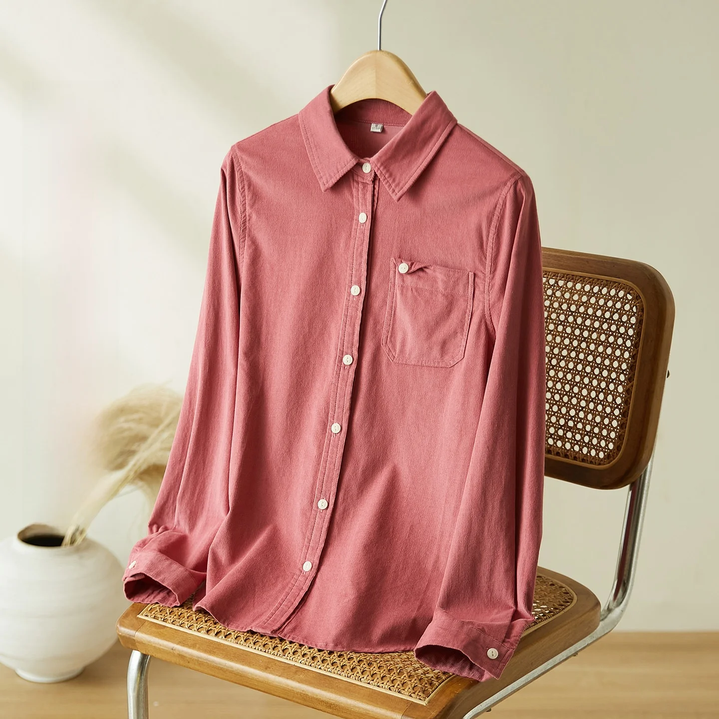 

Women's Cotton Flannel Long Sve irt Casual Commute Sle ket Corner Multi-Color Loose Fit irt Autumn New Arrival