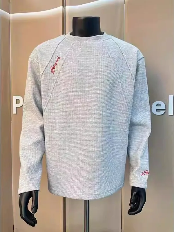 

American Red Label Embroidered Fce Lined Long Sve Men's Sweatirt Autumn Winter Heavy Du T-irt Stand Fit Base L...