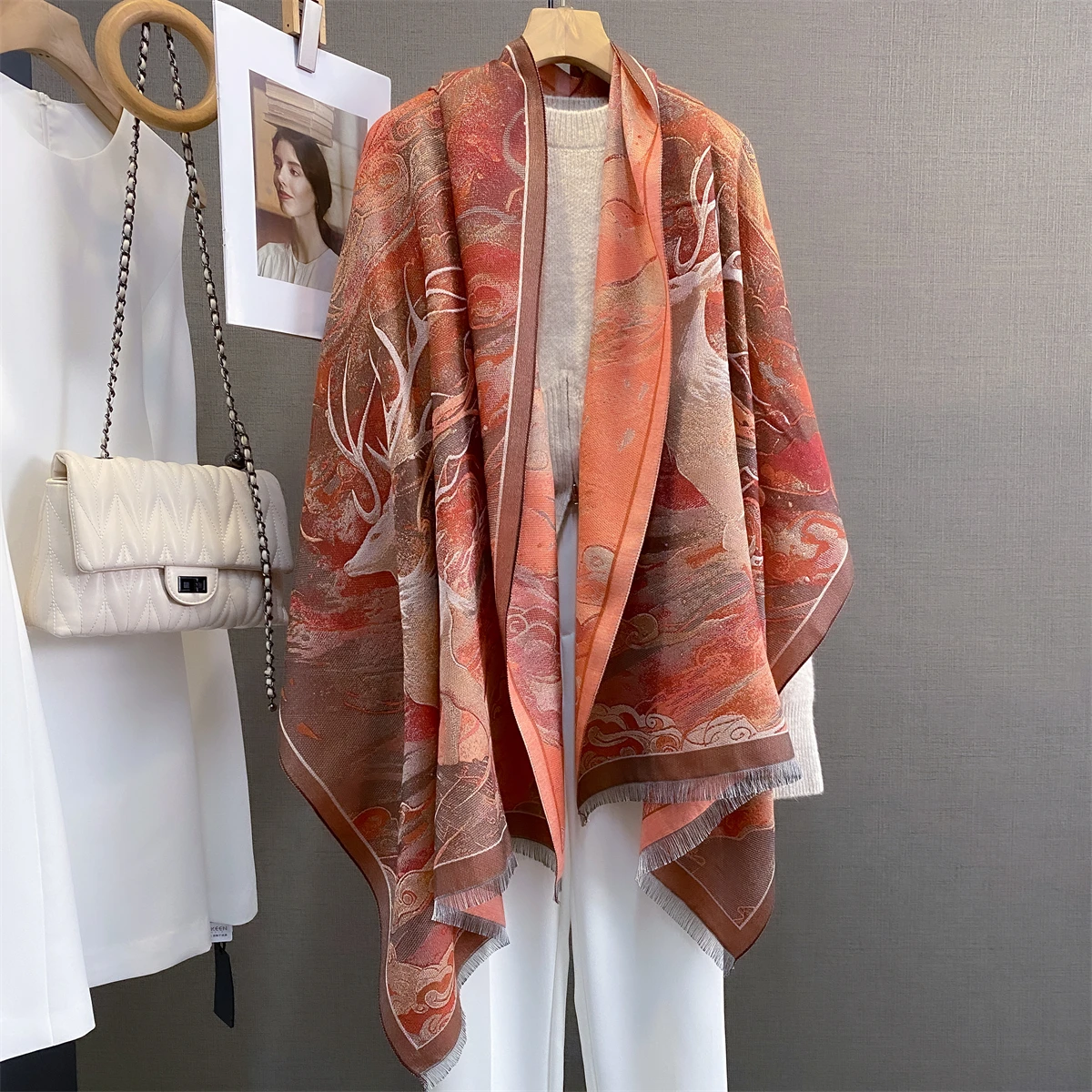 

Осень/зима, роскошный теплый шарф для женщин, длина шаль с кисточками 70*185 см, имитация кашемира, пашмины, холодостойкое одеяло