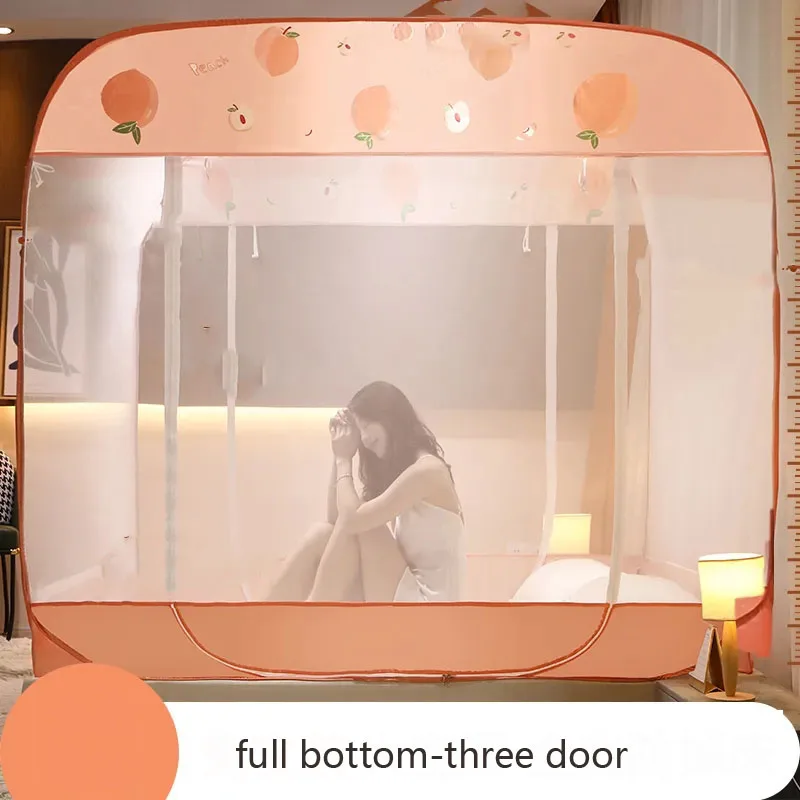 Simple Cartoon Pattern Mongolian Yurt Mosquito Net Big Space Portable Travel Camp Tent Summer Encrypted Foldable Mosquito Net