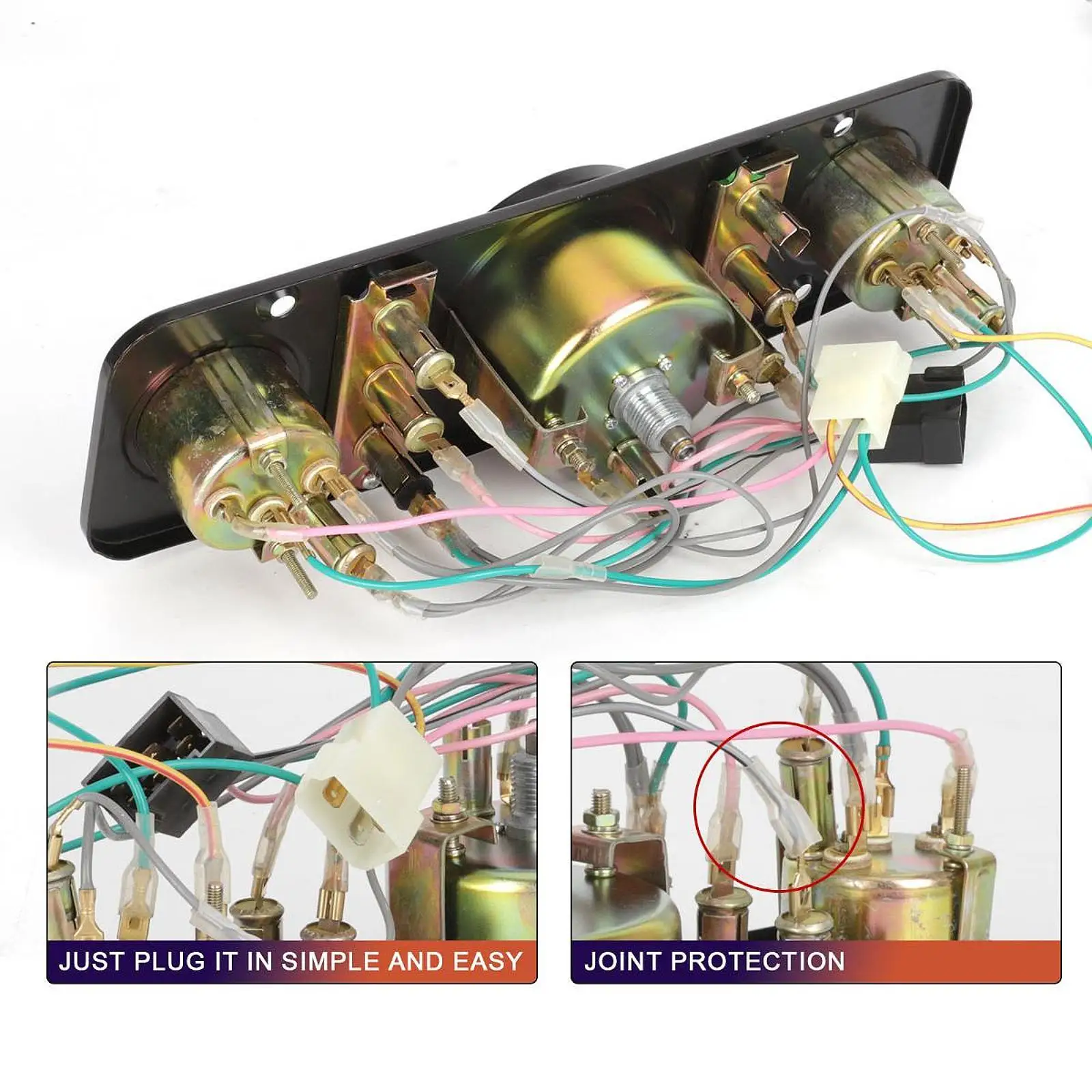 

Triple Gauge Auto Instrument Panel Water Temp Tachometer Fuel Level Meter for Universal Tractor Tools Panel