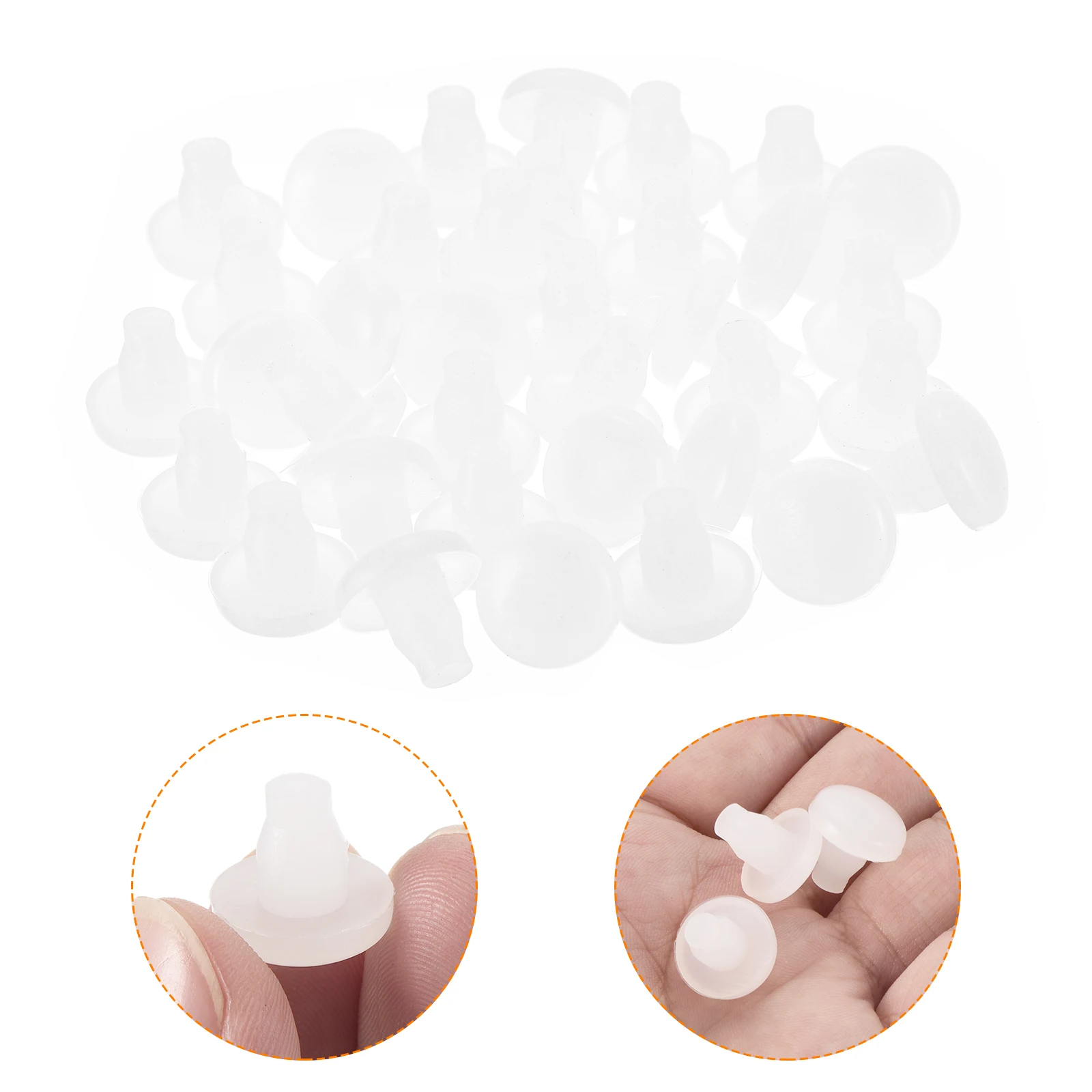 56Pcs Glass Table Top Bumpers with Stem, 7mm/0.28Inch White Rubber Bumper Grippers Anti Collision Slip Glass Table Spacers