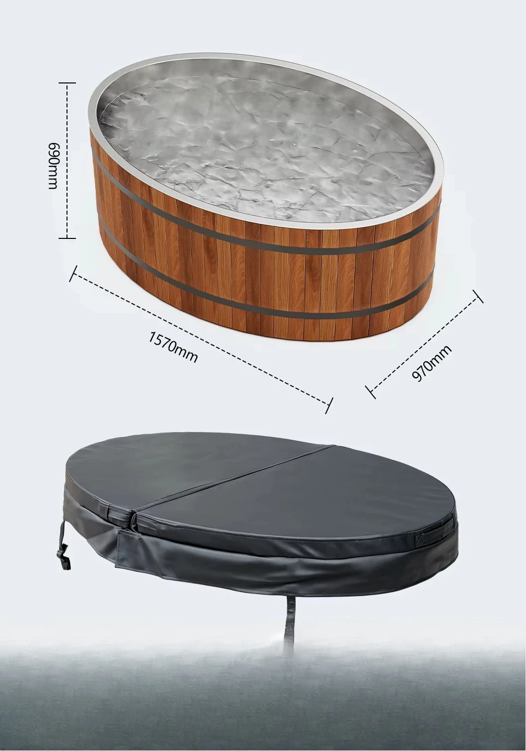 Outdoor Spa Hot Tub Stainless Steel Red Cedar Hot Tub