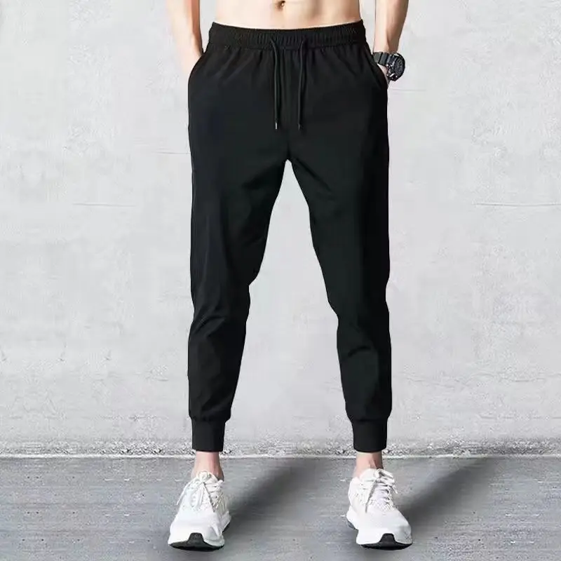 Two Piece Spring Autumn Thin Minimalist Sports Men Set Loose Cardigans Zipper Hooded Hoodie Elastic Waist Casual Sweatpants Suit