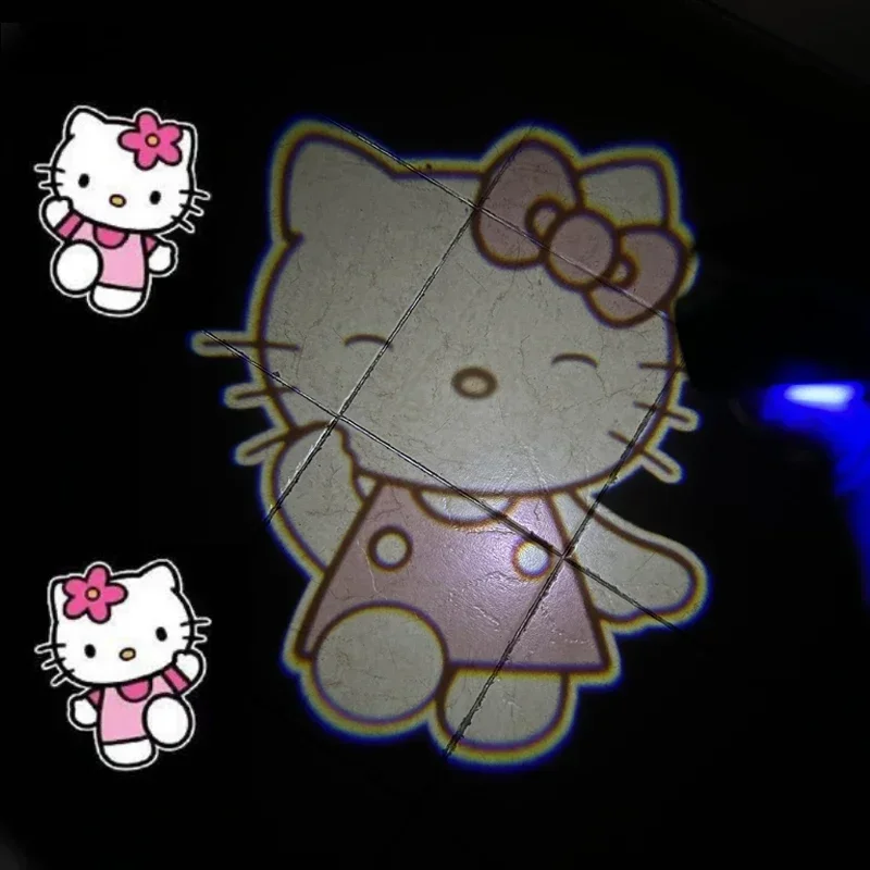 Kawaii Hello Kitty Car Door Modification Floor Light Decoration Floor Lights Motorcycle LED Atmosphere Light Birthday Gift