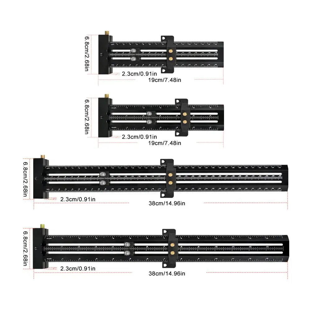 Règle de marquage à double ligne en forme de T Meacceler/ Inch, règle de marquage en acier illac, parallèle, verticale, trou traversant en forme de T, 19 cm, 38cm