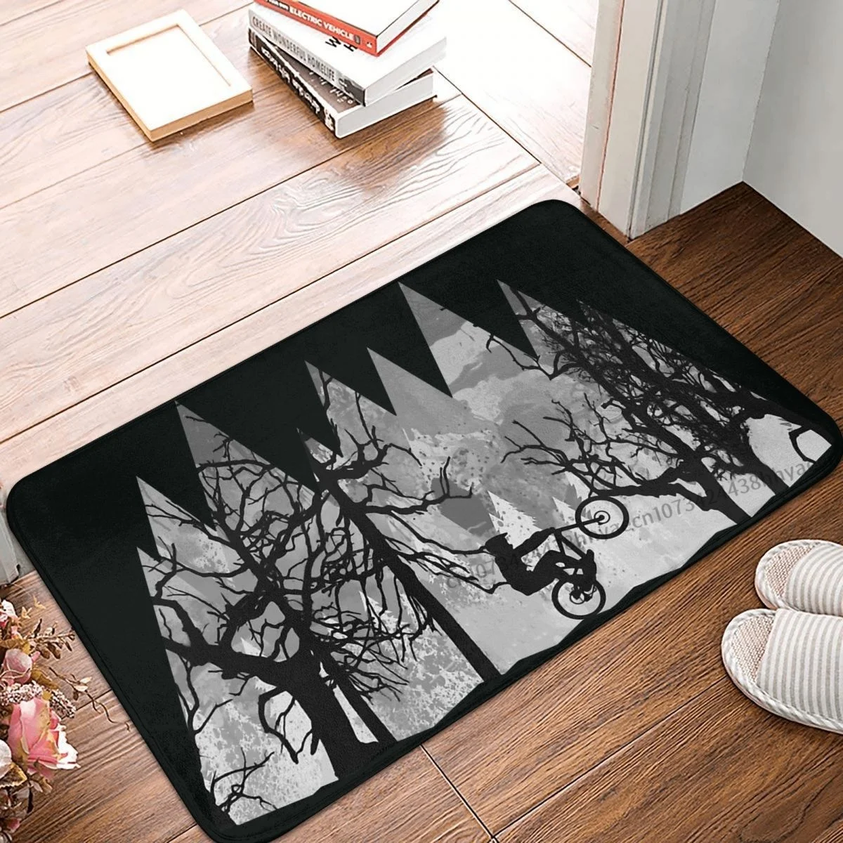 Mountain Bike MTB Sport Lover Bath Mat Shadows Doormat Flannel Carpet Balcony Rug Home Decoration