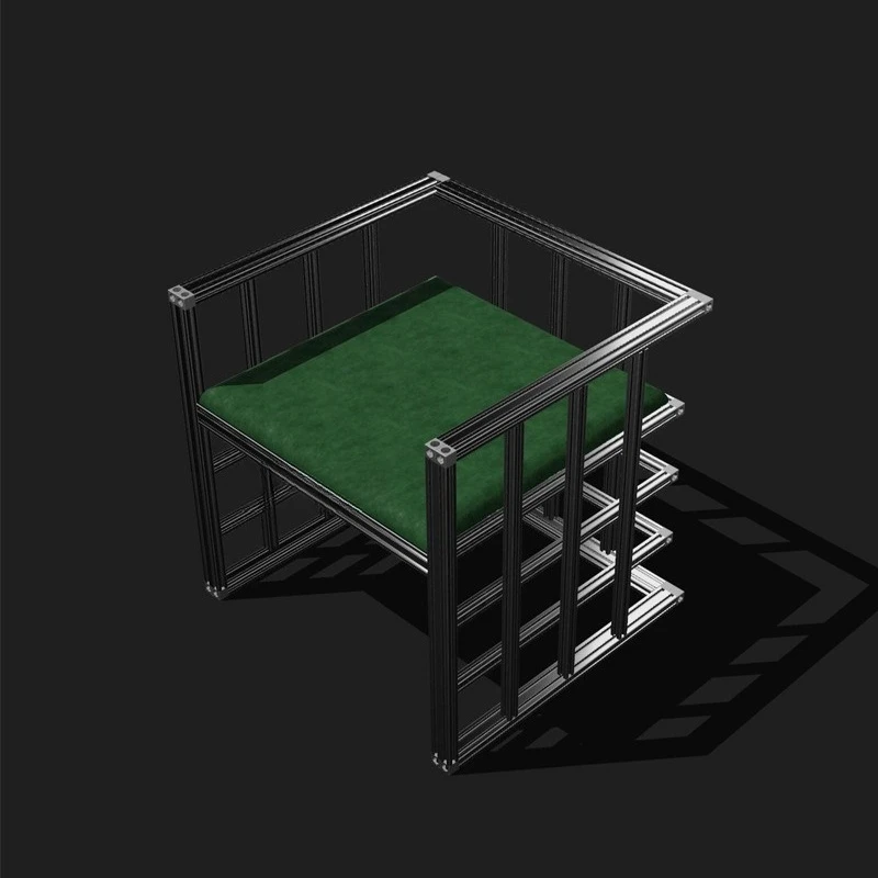 

Creative aluminum profile sofa seat, green upholstered single seat