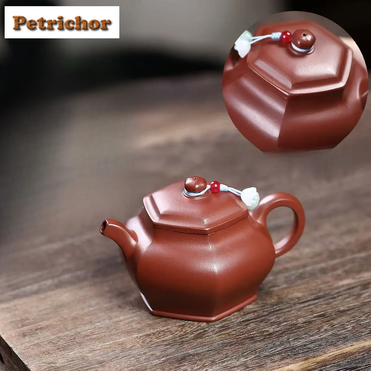 

160ml Classic Yixing Purple Clay Teapots Handmade Hexagonal Pot Raw Ore Dahongpao Mud Tea Maker Kettle Zisha Tea Set Teaware