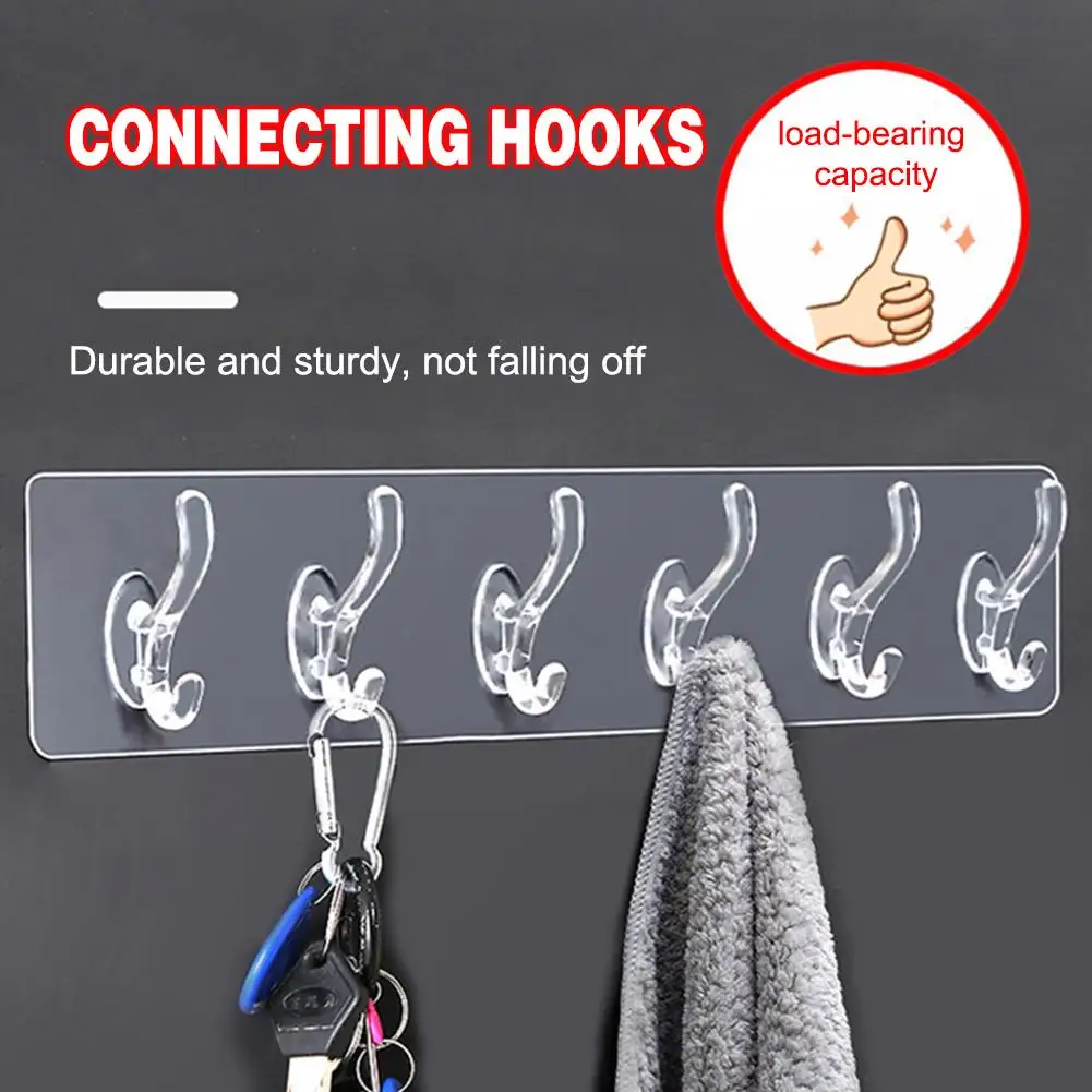 

6 Row Strong Self Adhesive Hook Nail-free Hanger Wall Row A Wall Bathroom Of Sticke Hooks Hook Kitchen Traceles P4K3