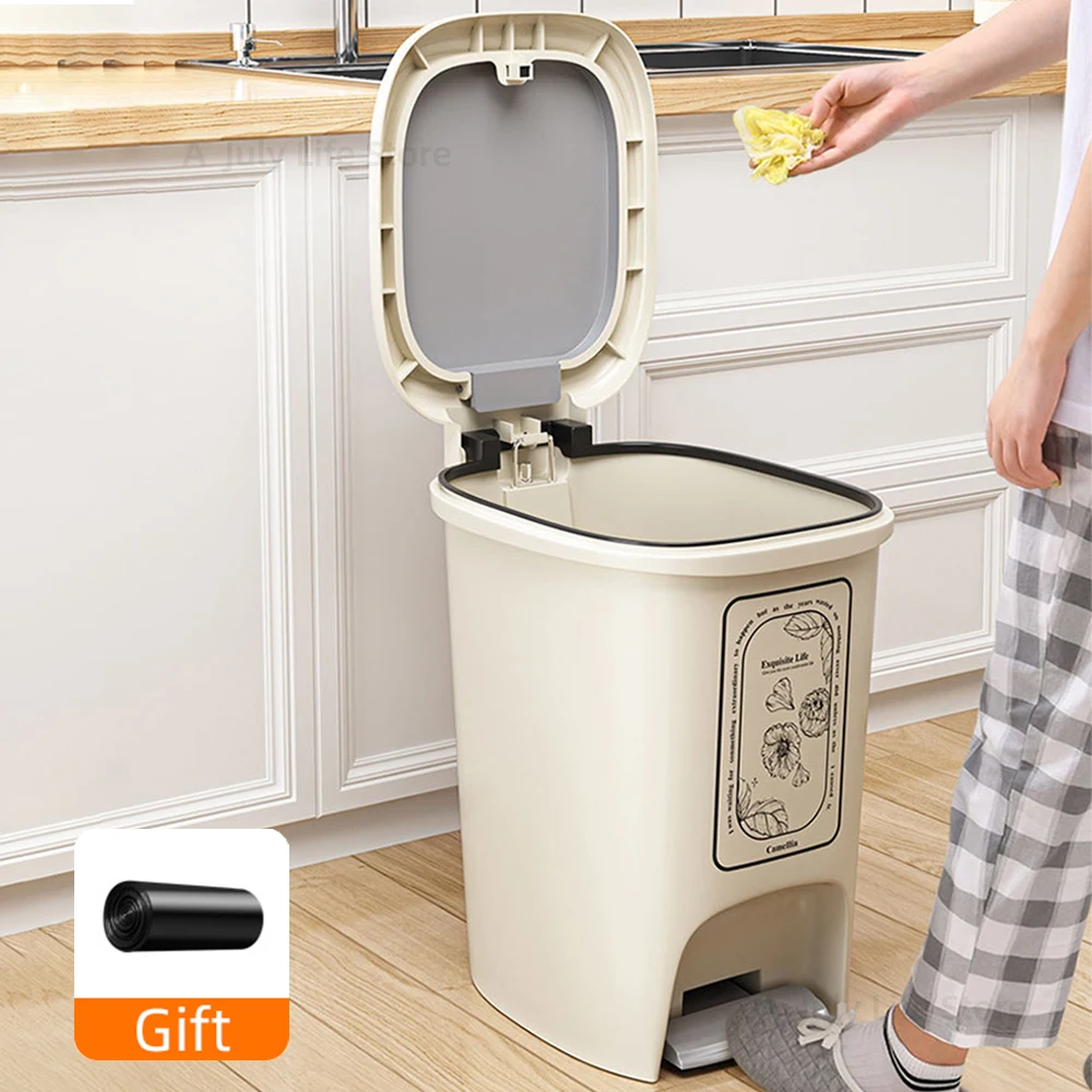 10/15L New Pedal Trash Can Bathroom Waterproof Wastebasket with Lid Storage Bucket Food Waste Recycle Bin Kitchen Accessories