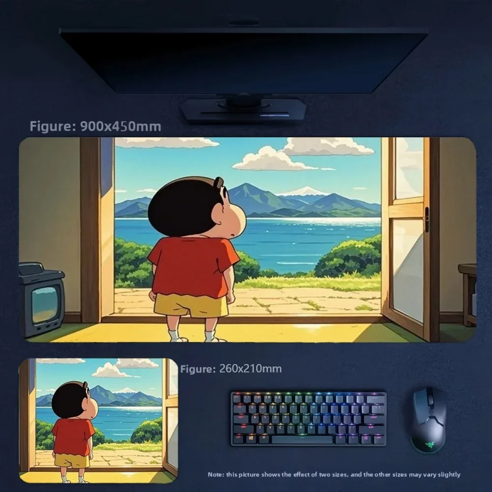 Office Cute Cartoon Girls  Animation Crayon Shin-chan Leather Non-slip Mouse Pad Simple Fashion Animation High Value Table Mat