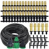 5M-30M Outdoor Misting Cooling System Garden Irrigation Watering 1/4'' Brass Atomizer Nozzles 4/7mm Hose for Patio Greenhouse