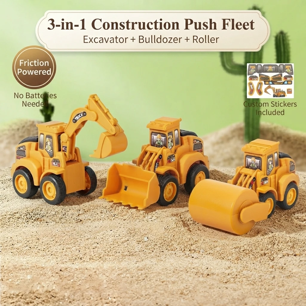 Viral Friction Construction Truck, Multi‑Joint Movable Sandbox Play Toy for Kids 3+