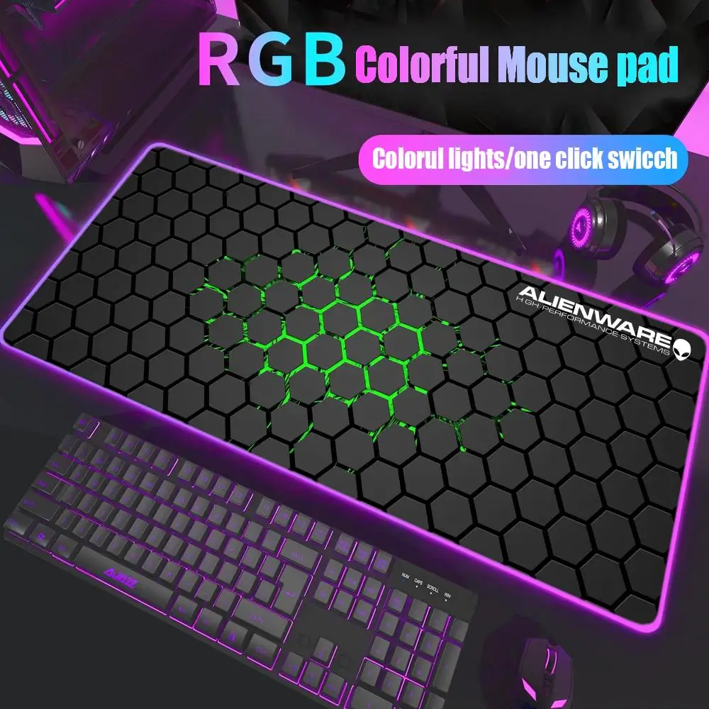

Alienware Gaming Mouse Pad Gamer Rgb Desk Mat Back Light Led Mousepad Setup Gaming Accessories Deskmat Big Mousepepad Backlight