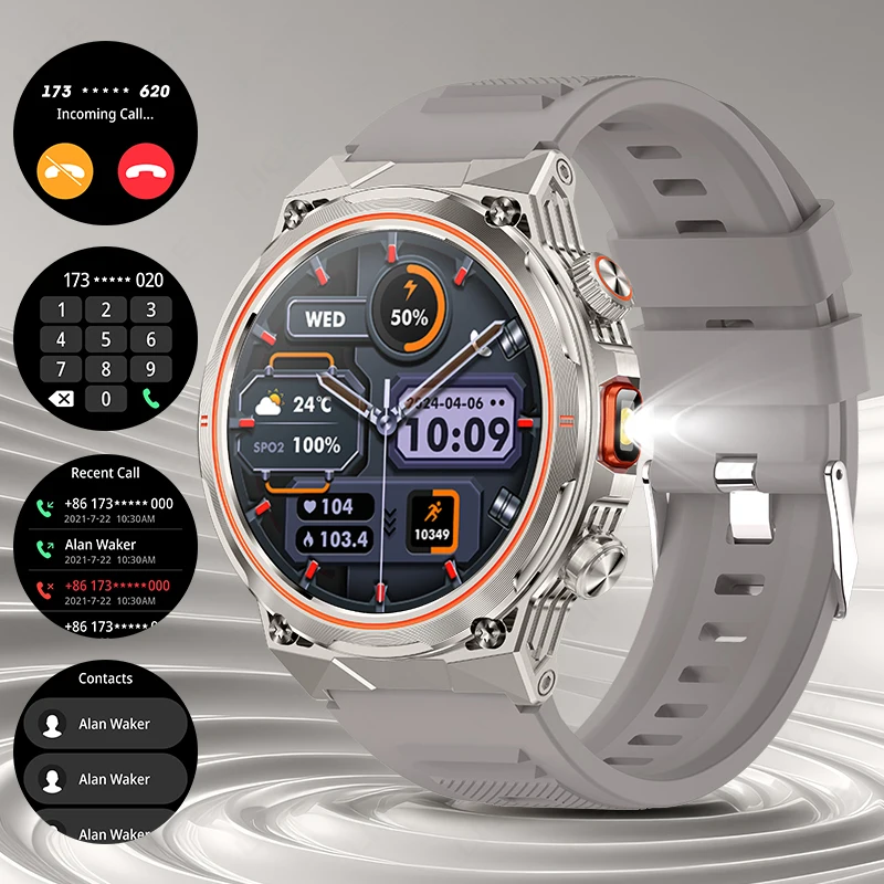 

LIGE Men's Smartwatch 2026 Military Sports Smart Watch Heart Rate Monitoring Flashlight Bluetooth Call Waterproof Clearance Sale