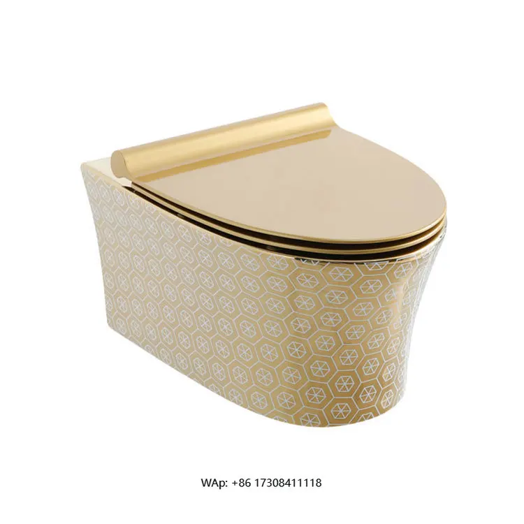 

Bathroom Washdown Flushing Golden Luxury Wall-hung Toilet Ceramic Wc Toilet Set