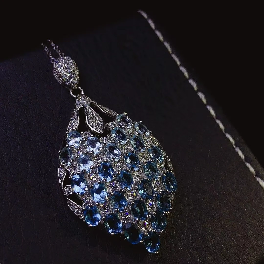 KJJEAXCMY Natural Topaz Pendant S925 silver , electroplated locking color process, high clarity Full of luster Support testing