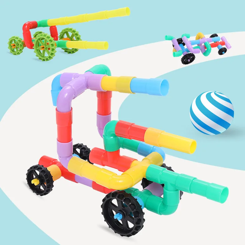 26-192pcs Water Pipe Building Blocks DIY Assembling Pipeline Tunnel Blocks Toys For Children Construction Creative Bricks