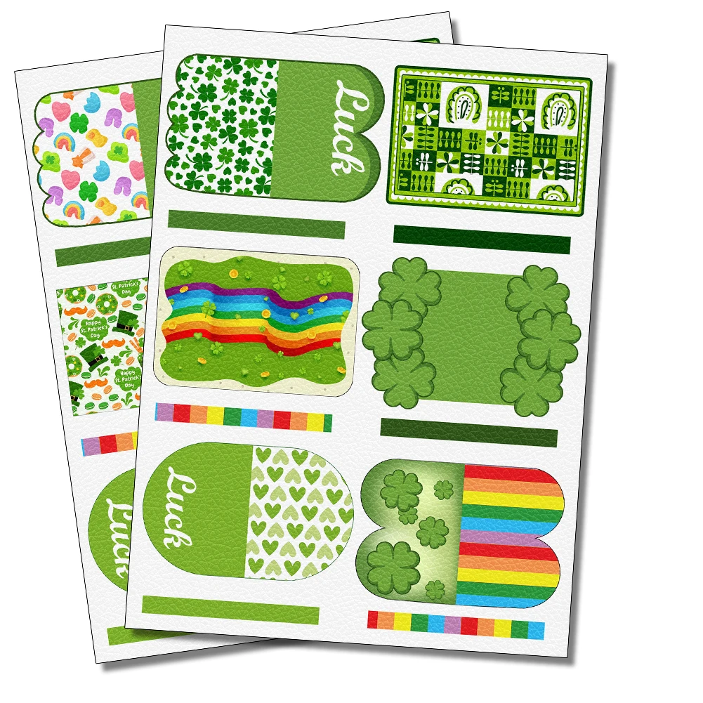 

fashion St Patricks Day 22*30 CM Printed Faux Leather Sheets Synthetic Cross Leather Fabric for DIY Earrings Hair Bows litchi