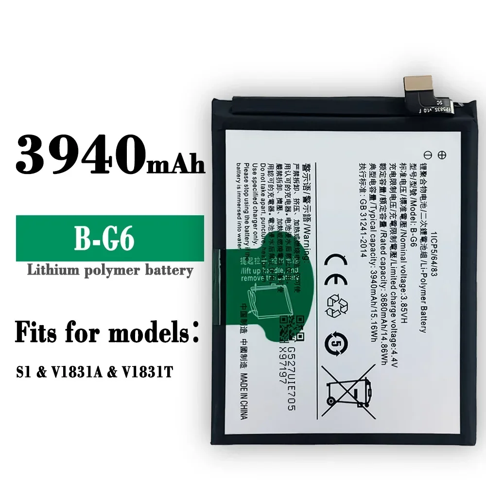 New B-G6 Battery For VIVO S1 V1831A V1831T 3940mAh Smartphone Replacement Batteries Lithium Battery