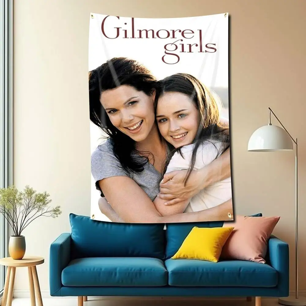 Lorelai x Rory Comedy G-Gilmore Girls Flag Tapestry Banner for Bedroom Living Room Outdoor Camping Custom Supported