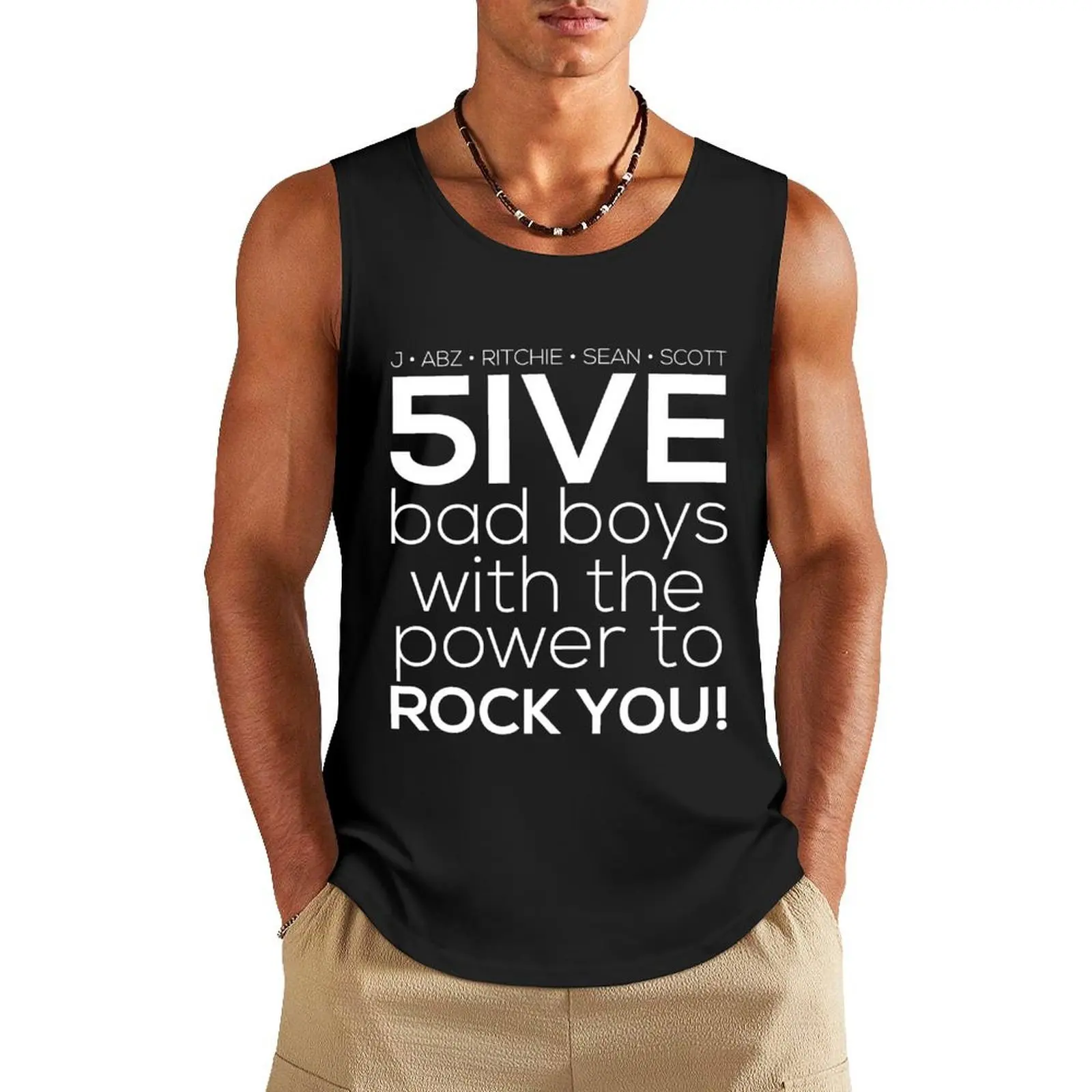 

5ive Bad Boys with the Power to ROCK YOU! (original lineup - white version) Tank Top fitness Vest for boy