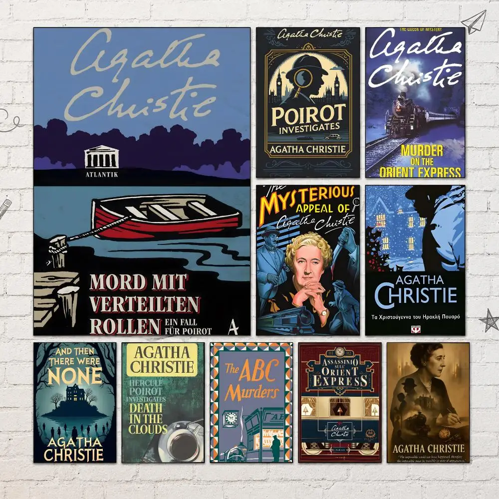 Author A-Agatha Christie Classic Mystery Poster PP Self-Adhesive Wall Decor for Bedroom,Living Room,Dorm,Bar Aesthetic Gift