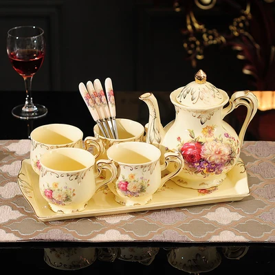 European water set tray English afternoon tea cup   saucer household ceramic coffee