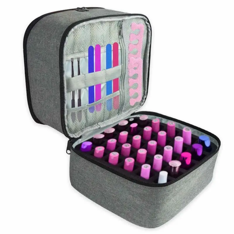 

Double Nail Polish Storage Bag Large Capacity Portable Cosmetic Handbag Organizer Manicure Toolkit Storage Supplies