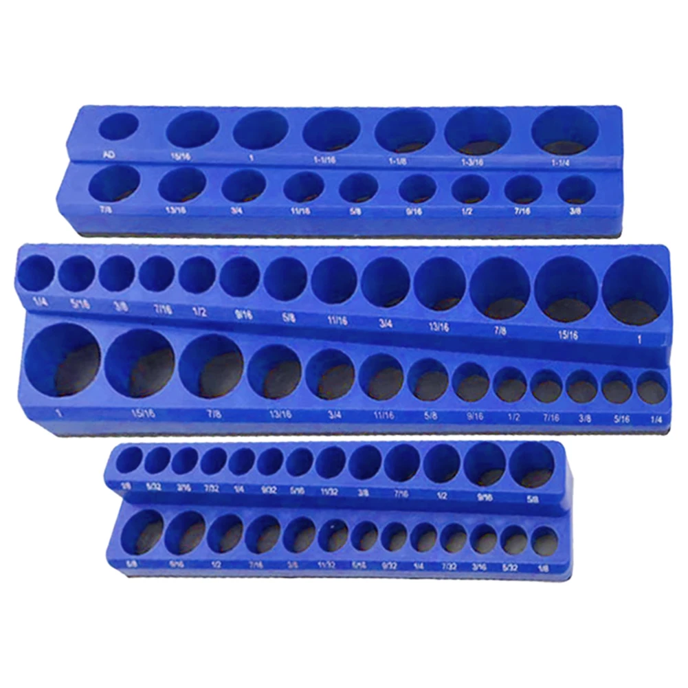 1/2 3/8 1/4 Holes Hex Shank Screwdriver Bit Holder Magnetic Socket Organizer Set Screwdriver Head Storage Drill Bit Stand Case