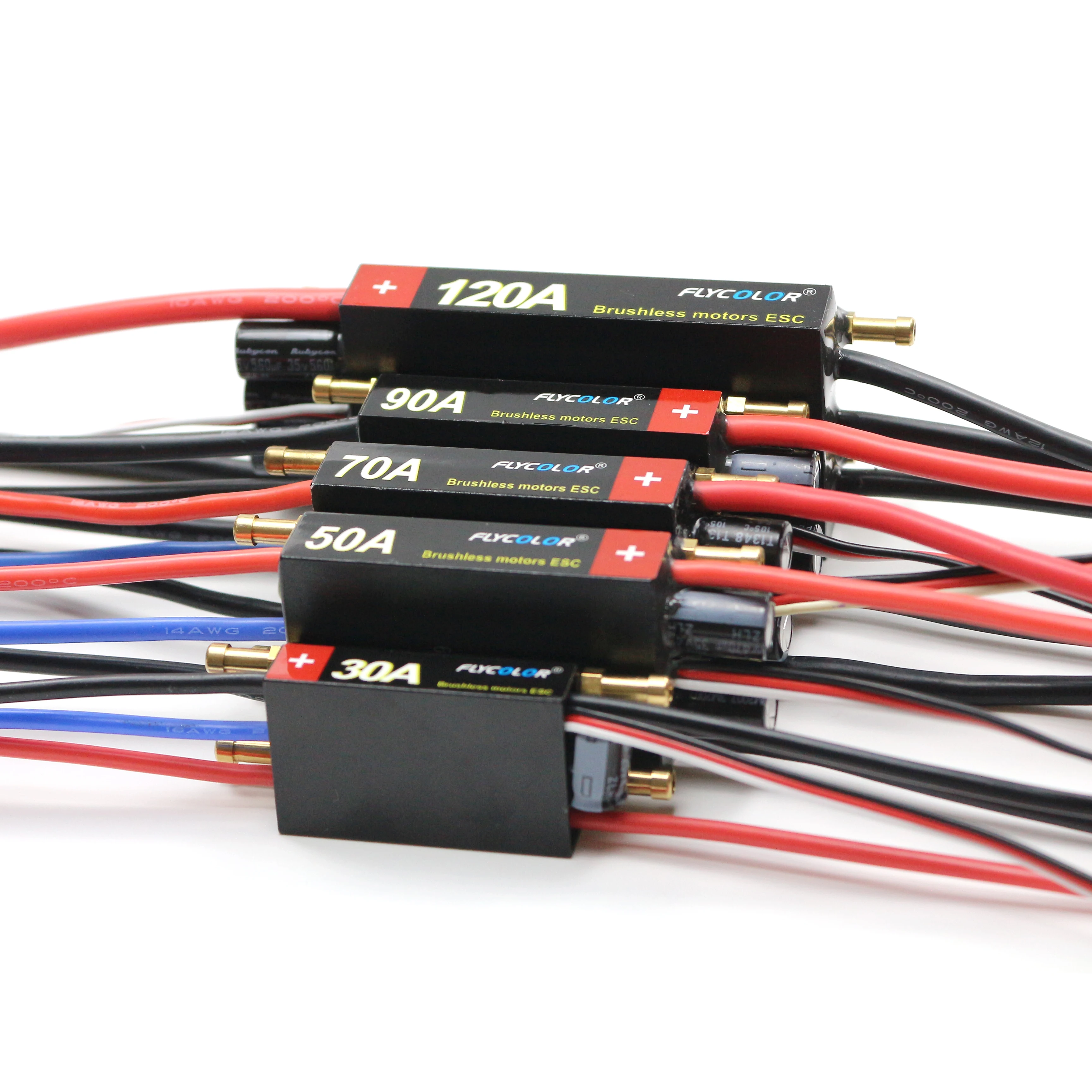 FLYCOLOR Waterproof Brushless Speed Controller ESC 30A 50A 70A 90A 120A with Water Cooling BEC for Unisex RC Boat Toys