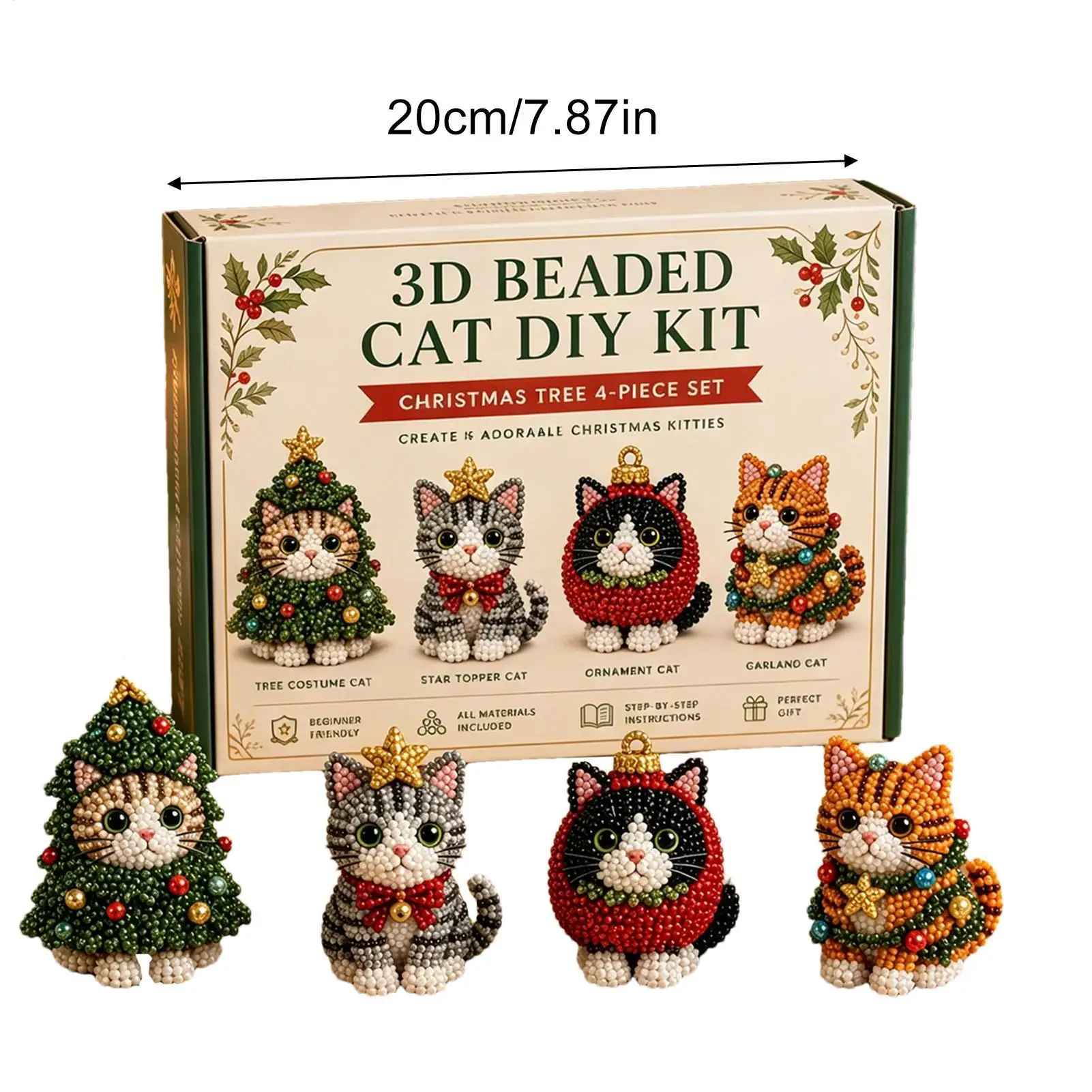 Beaded Animal Kit With Instructions Cat Making Craft Supplies Tiny 3d Beaded Animal DIY Kit For Kids Boys Girls Family Crafts view 6