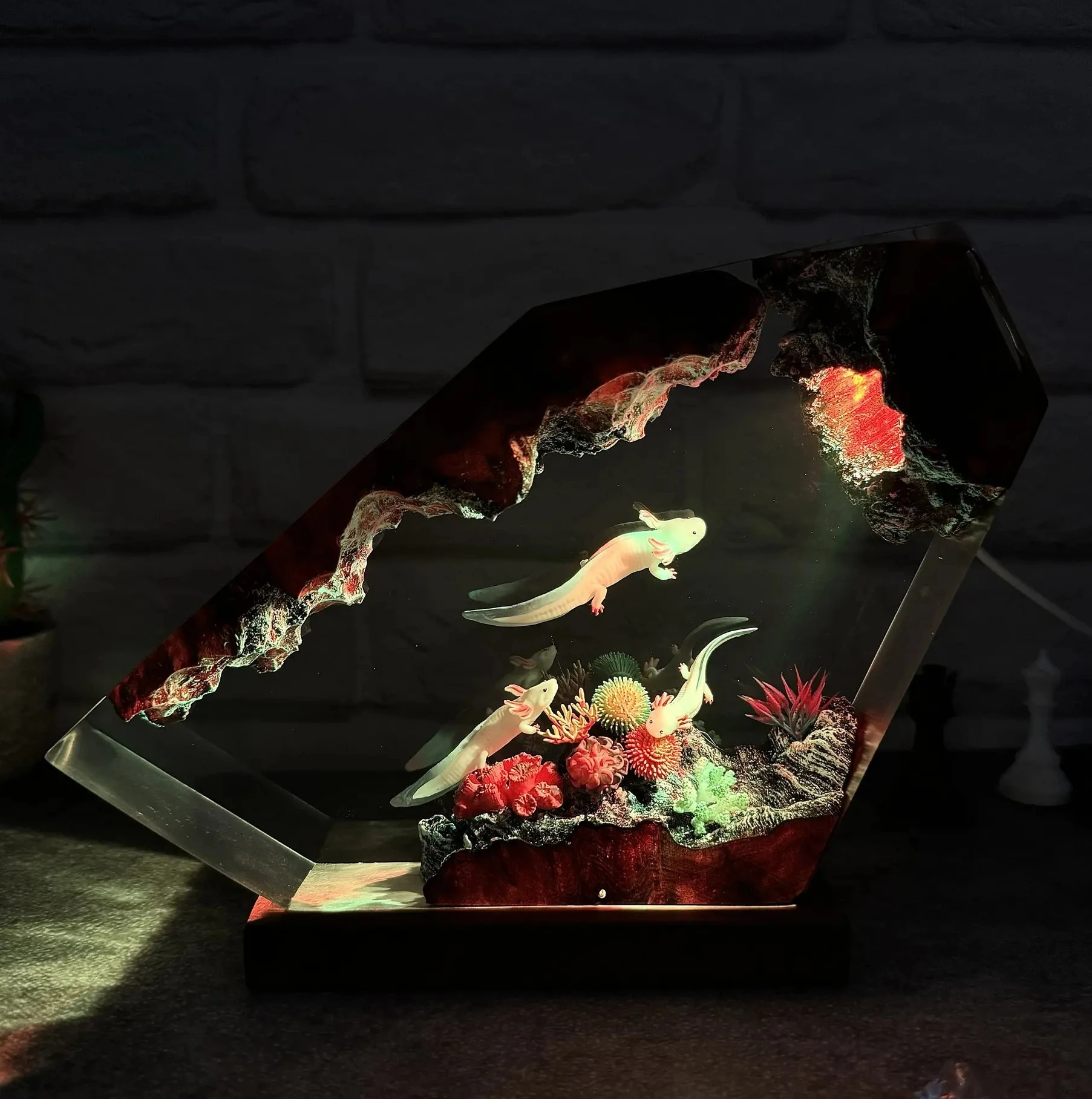 2026 Mini Amphibian Epoxy Craft Lamp Resin Animal Figurine Bedside Decor Souvenir For Daughter Children