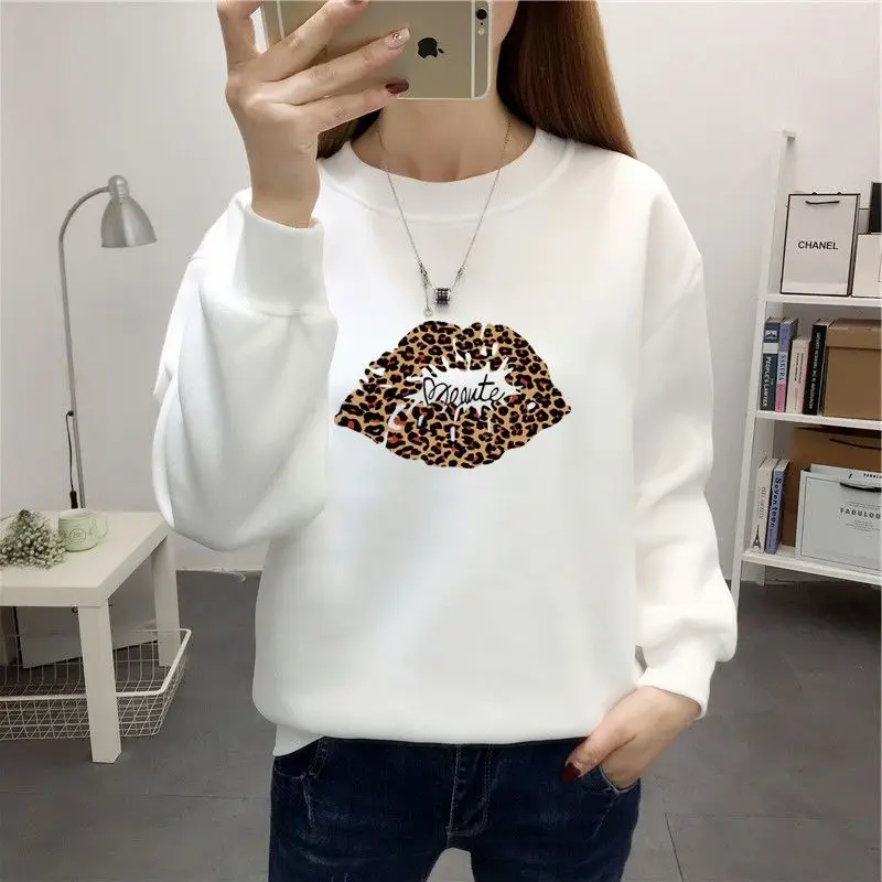 Spring Autumn Women\'s Clothing Round Neck Pullover Geometric Leopard Lantern Long Sleeve Printing Casual Office Lady Tops