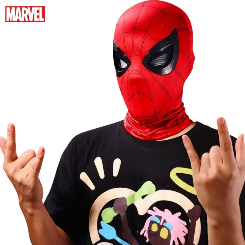 Marvel Spiderman Cartoon Animation Peripheral Blinking Mask Cosplay Halloween Character Boys Handsome Toy Helmet Birthday Gift