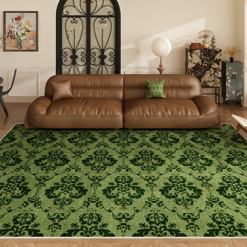 

Green Living Room Carpet French Retro Large Area Bedroom Bedside Rug Home Decoration Velvet Coffee Table Floor Mats Ковер 양탄자