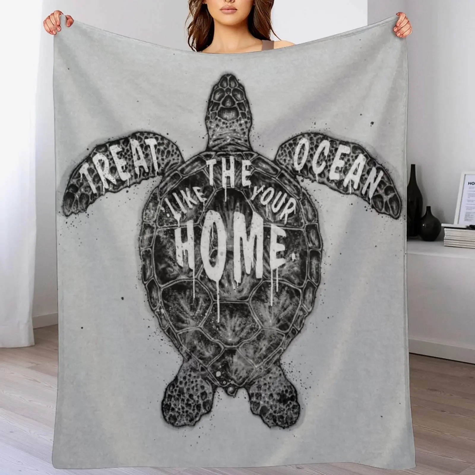 OCEAN OMEGA (MONOCHROME) Throw Blanket Summer Beddings Polar Blankets