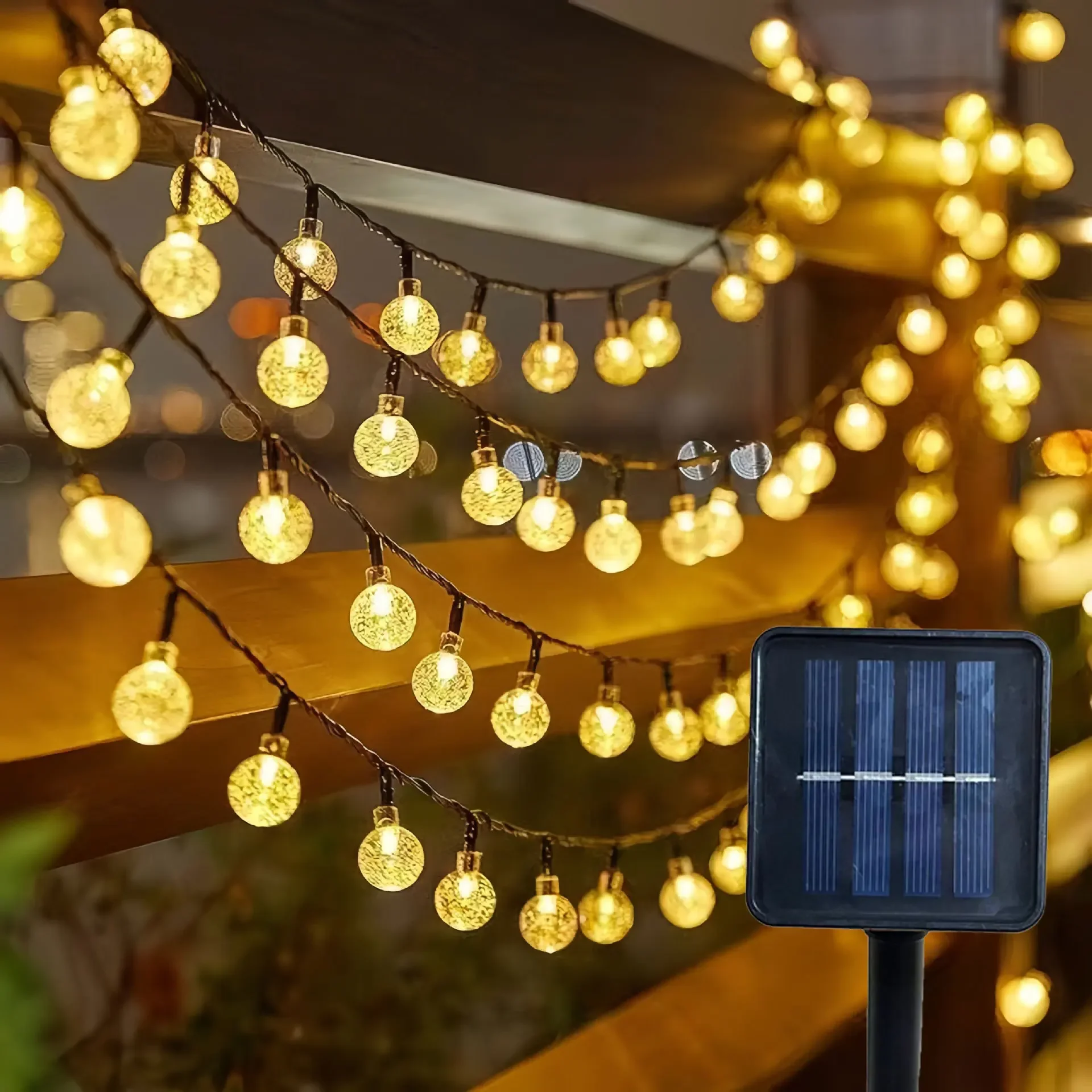 Solar Crystal Ball LED Light String Fairy Bubble Globe Lights Camping Waterproof Garlands Lamp For Outdoor Party Christmas Decor