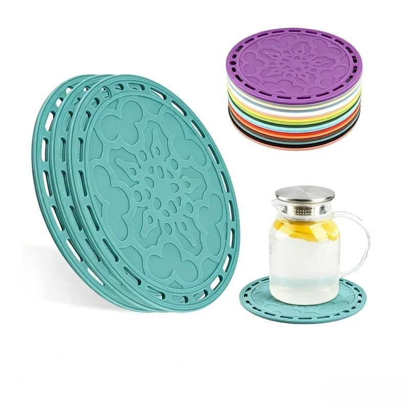 1PCS Nordic Style Round Silicone Trivet, High Temperature Resistant Anti-Scald Pot Mat, Multi-use Table Mat & Coaster