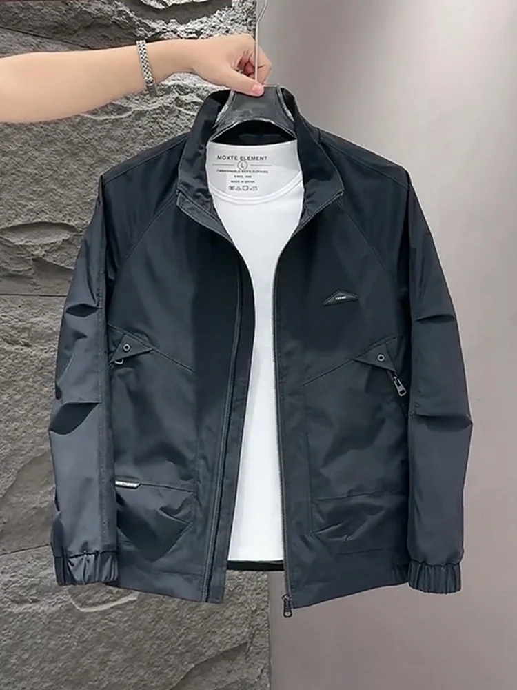 Faionable العصرية الرجال الوقوف طوق Jaet ربيع الخريف جديد Sle ملابس العمل الذكية غير رسمية ملابس خارجية النسخة الكورية يندبروف