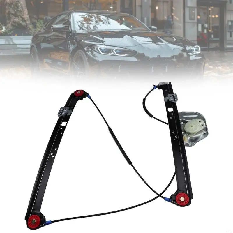 Front Left Window Regulator Assembly, Driver Side Doors Glass Lift Part with Cable and Structure, Metal Rails, Bolt-On X37F