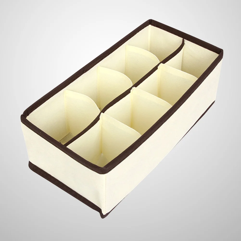 

Foldable Beige Non-Woven Drawer Organizer for Socks Bra Underwear Clothes Storage Box 8 Compartments Closet Divider